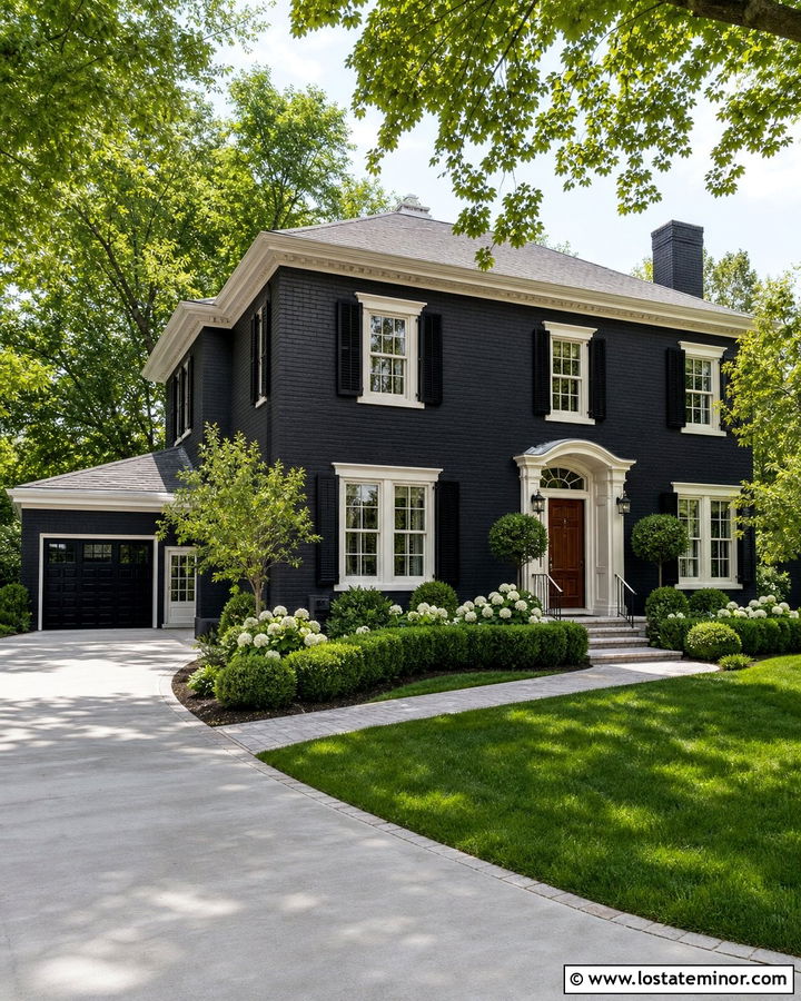 Jet Black House With Side Entry Driveway - 30 Jet Black House Design With Driveway Ideas