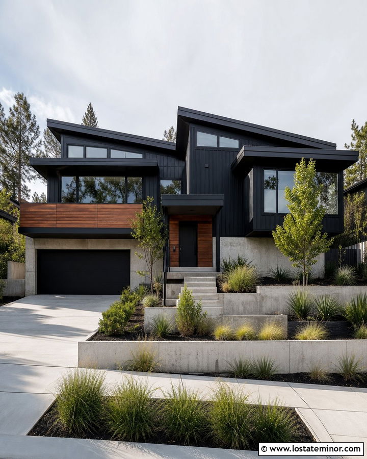 Jet Black House With Skillion Roof - 30 Jet Black House Design With Roof Ideas