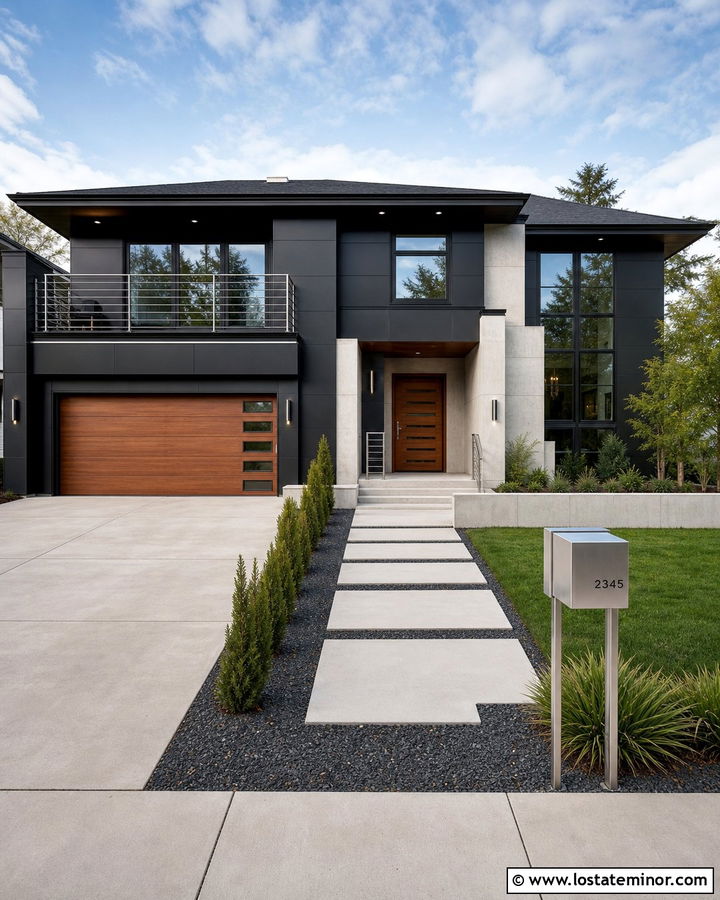 Jet Black House With Stainless Steel Mailbox - 30 Jet Black House Design With Mailbox Ideas