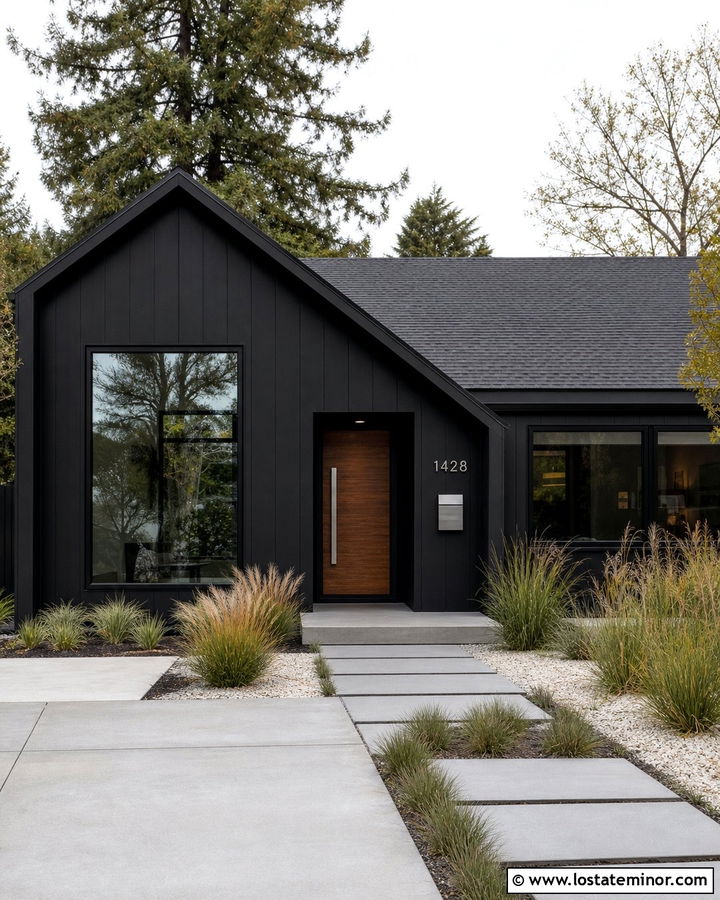 Jet Black House With Stainless Steel Numbers - 30 Jet Black House Design With House Numbers Ideas