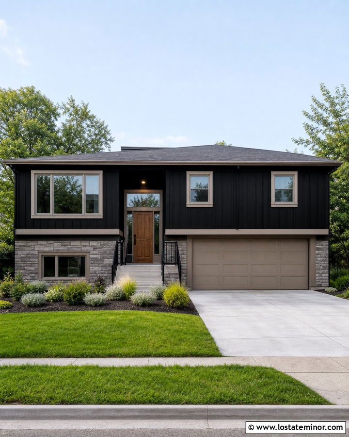 Jet Black House With Taupe Trim - 30 Jet Black House Design With Trim Ideas