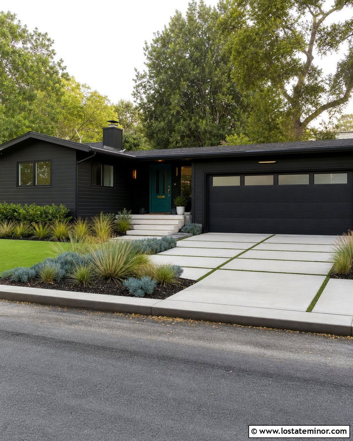 Jet Black House With Teal Door - 30 Jet Black House Design With Accents Ideas