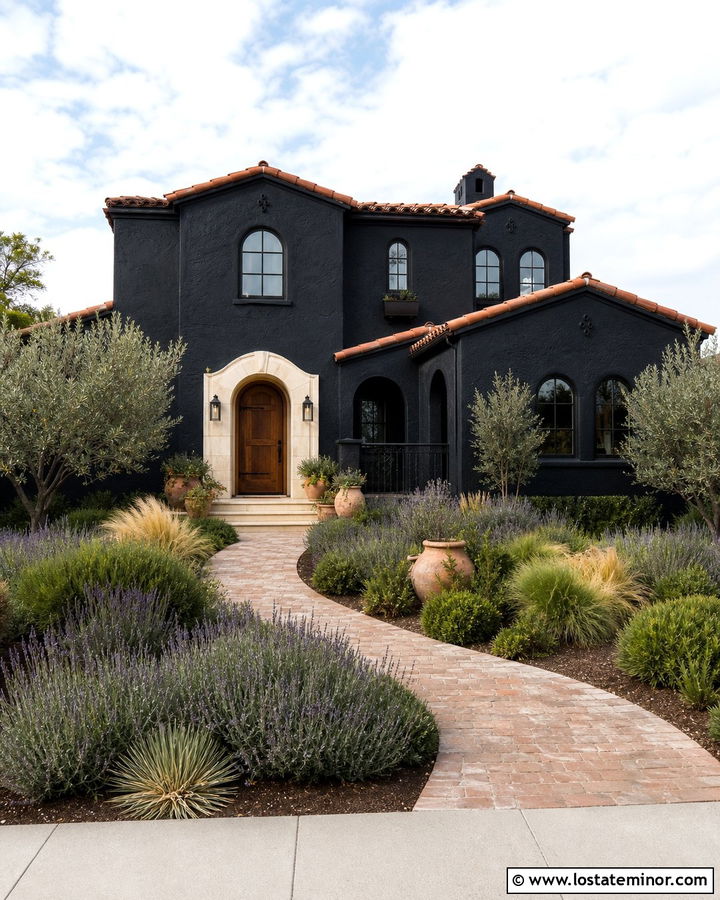 Jet Black House With Terracotta Tile Roof - 30 Jet Black House Design With Roof Ideas