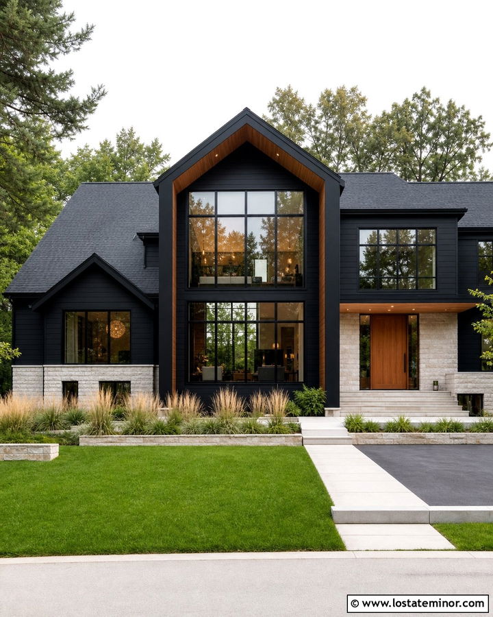 Jet Black House With Two Story Sunroom - 30 Jet Black House Design With Sunroom Ideas