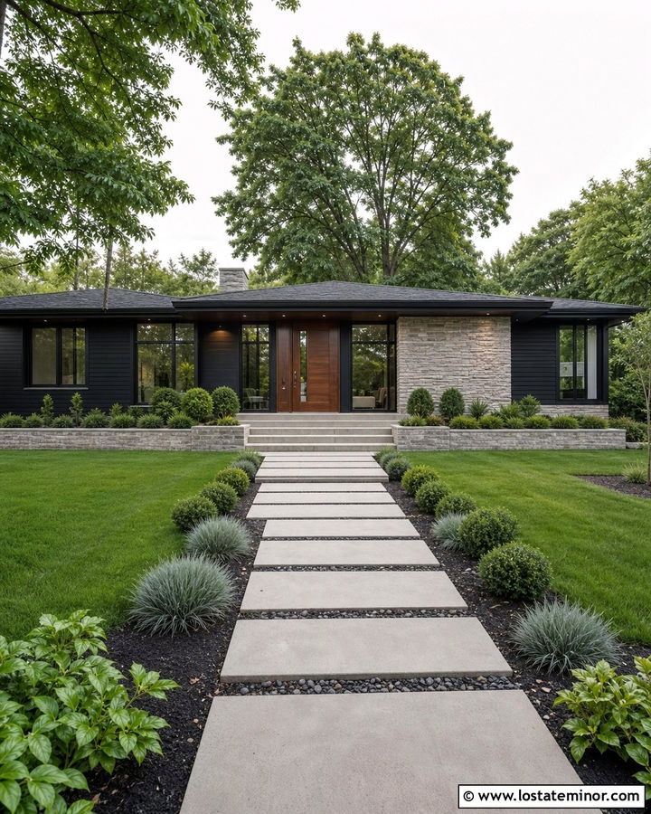 Jet Black House With Walnut Front Door - 30 Jet Black House Design With Accents Ideas