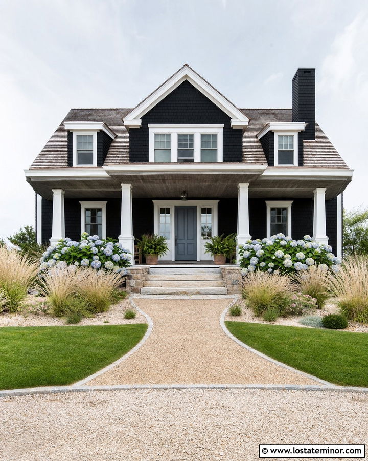 Jet Black House With Weathered Wood Porch Ceiling - 30 Jet Black House Design With Porch Ceiling Ideas