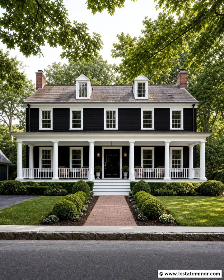 Jet Black House With White Beadboard Porch Ceiling - 30 Jet Black House Design With Porch Ceiling Ideas