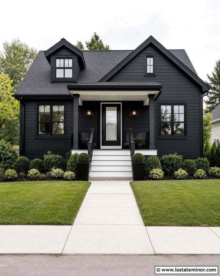 Jet Black House With White Door And Black Storm Door - 30 Jet Black House Design With Storm Door Ideas