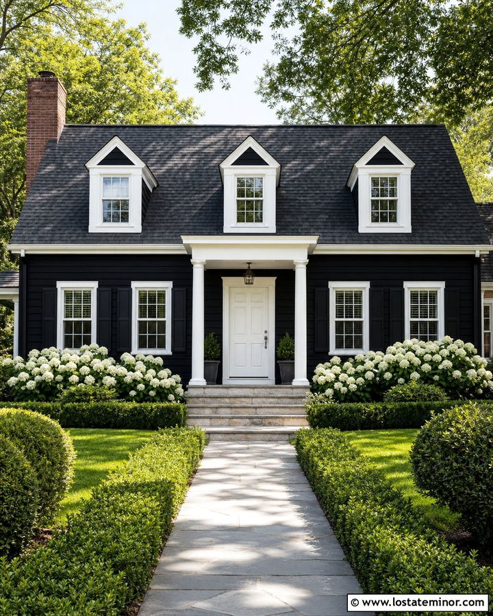Jet Black House With White Front Door - 30 Jet Black House Design With Front Door Ideas