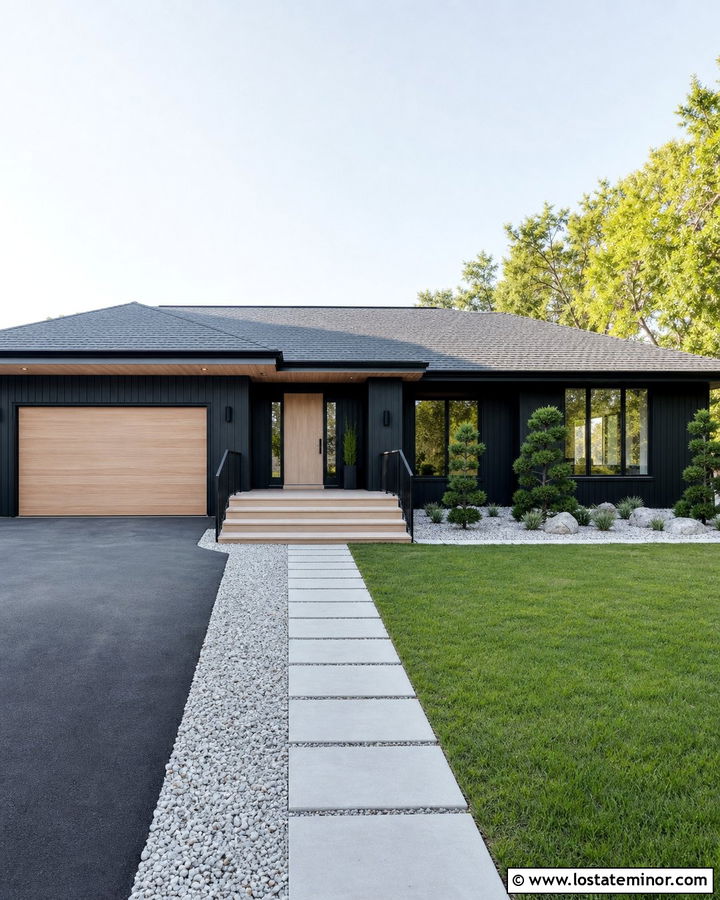 Jet Black House With White Oak Deck - 30 Jet Black House Design With Deck Ideas