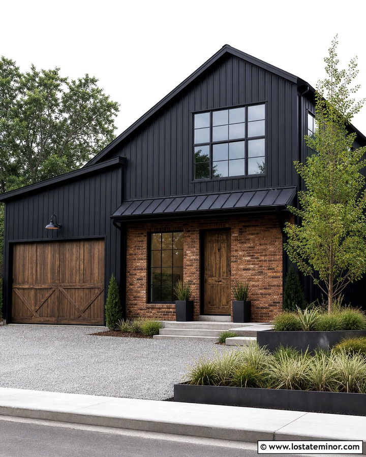 Jet Black Industrial House With Grid Windows - 30 Jet Black House Design With Window Frames Ideas