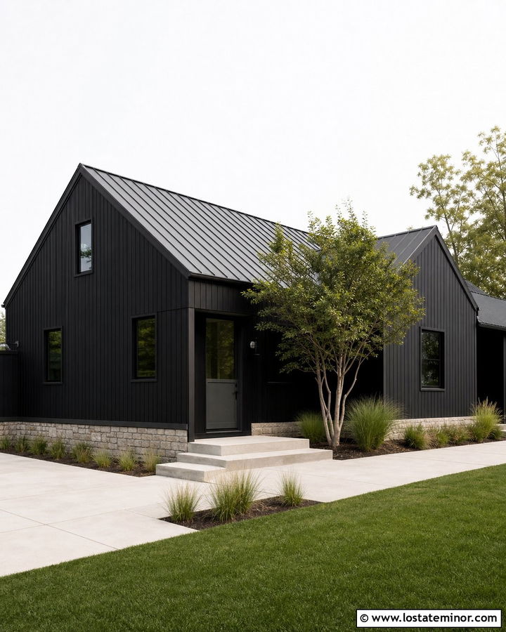 Jet Black Minimalist House With Charcoal Dutch Door - 30 Jet Black House Design With Dutch Door Ideas