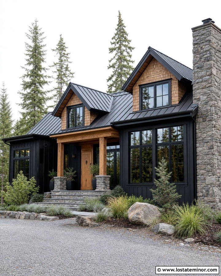 Jet Black Mountain House With Cedar Dormers - 30 Jet Black House Design With Dormers Ideas