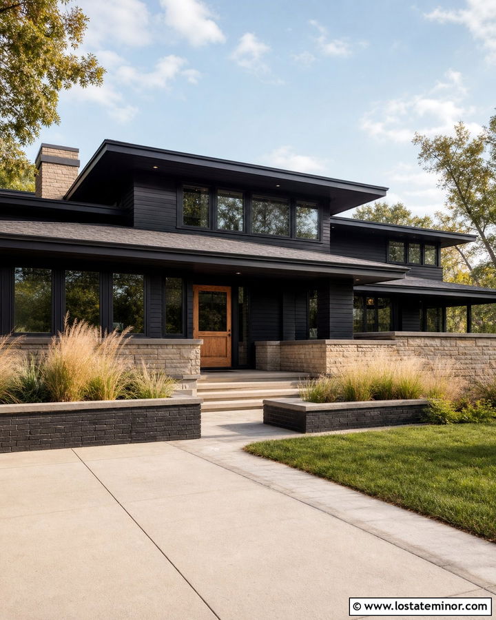 Jet Black Prairie House With Copper Dutch Door - 30 Jet Black House Design With Dutch Door Ideas
