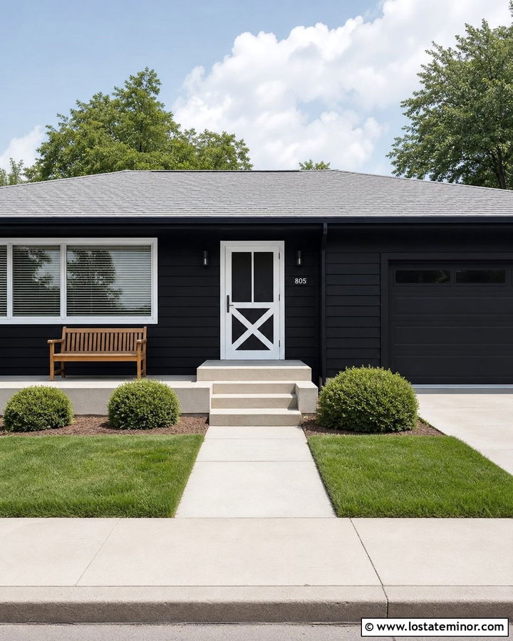 Jet Black Ranch House With White Screen Door - 30 Jet Black House Design With Screen Door Ideas