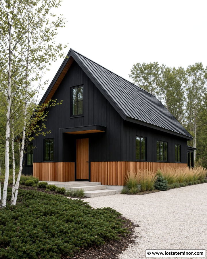 Jet Black Scandinavian House With Cedar Wainscoting - 30 Jet Black House Design With Wainscoting Ideas