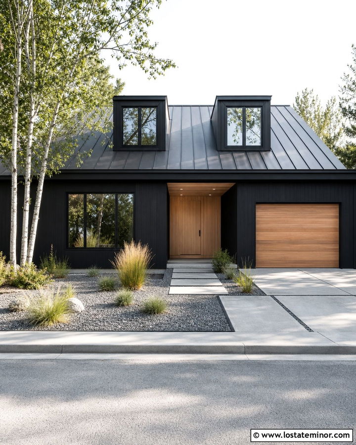 Jet Black Scandinavian House With Minimal Dormers - 30 Jet Black House Design With Dormers Ideas