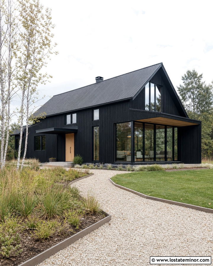 Jet Black Scandinavian House With Wood Sunroom - 30 Jet Black House Design With Sunroom Ideas