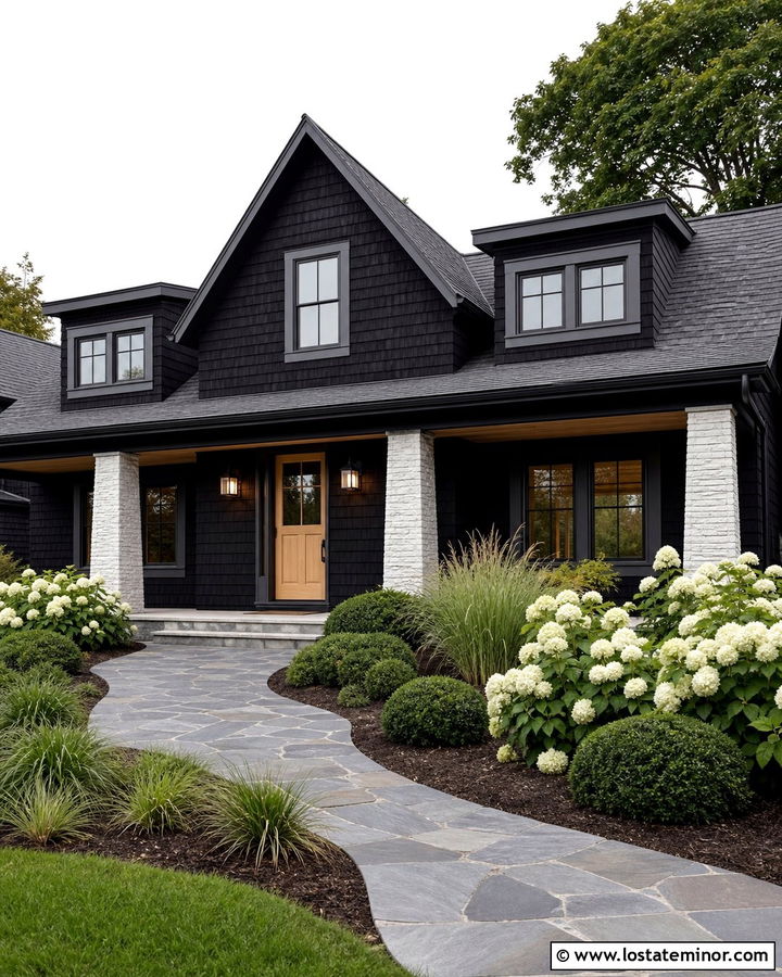 Jet Black Shingle House With Dormers - 30 Jet Black House Design With Dormers Ideas