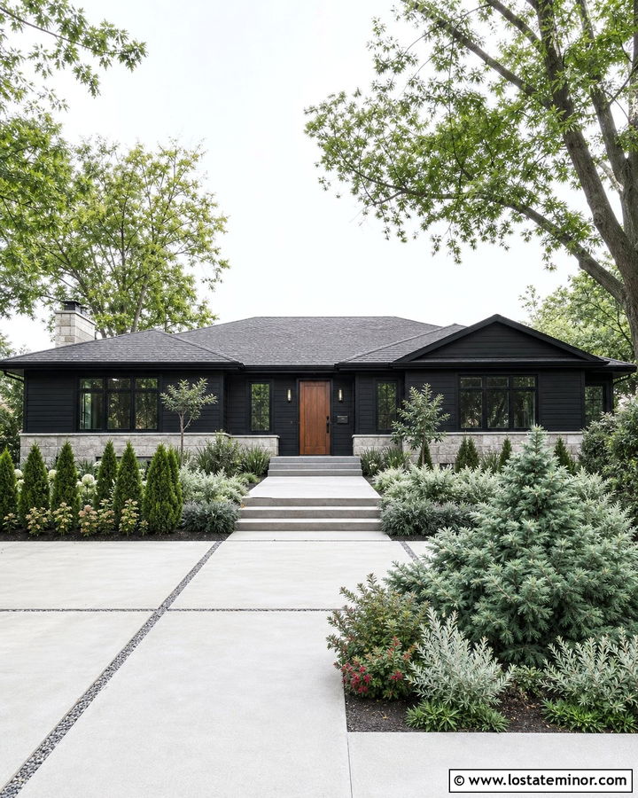 Jet Black Shingle House With Gray Roof - 30 Jet Black House Design With Shingles Ideas