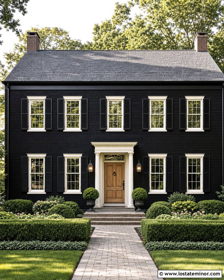 Jet Black Shingle House With Matching Shutters - 30 Jet Black House Design With Shingles Ideas