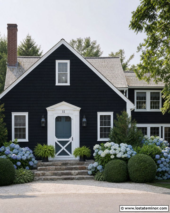 Jet Black Shingle House With White Screen Door - 30 Jet Black House Design With Screen Door Ideas