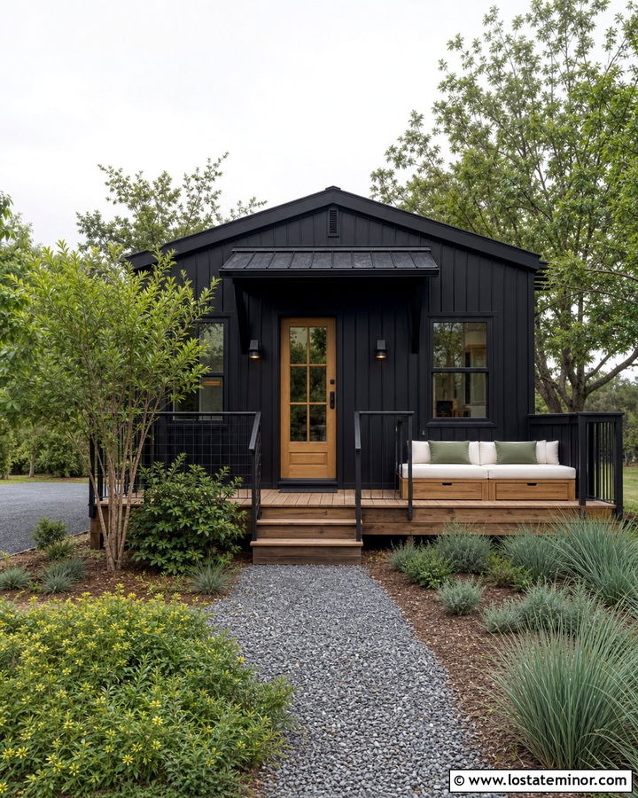 Jet Black Tiny House With Compact Daybed - 30 Jet Black House Design With Daybed Ideas