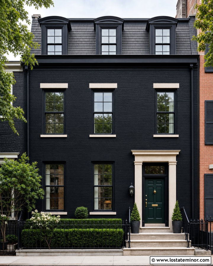 Jet Black Townhouse With Black Sash Windows - 30 Jet Black House Design With Window Frames Ideas