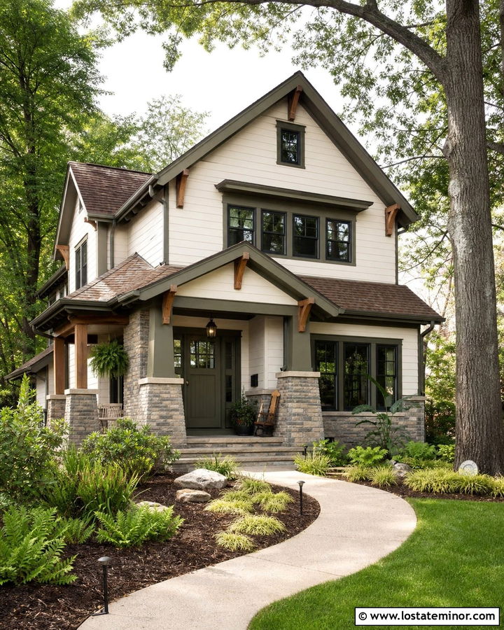 Ledgestone House With Sage Green Front Door - 30 Stone House Design With Front Door Ideas