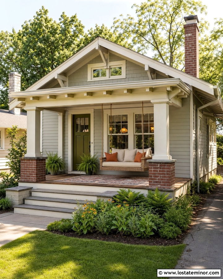 Light Gray Bungalow With Rope Daybed - 30 Light Grey House Design With Daybed Ideas