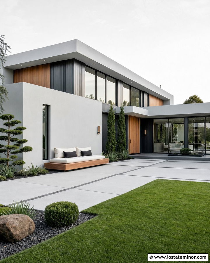 Light Gray Contemporary House With Platform Daybed - 30 Light Grey House Design With Daybed Ideas