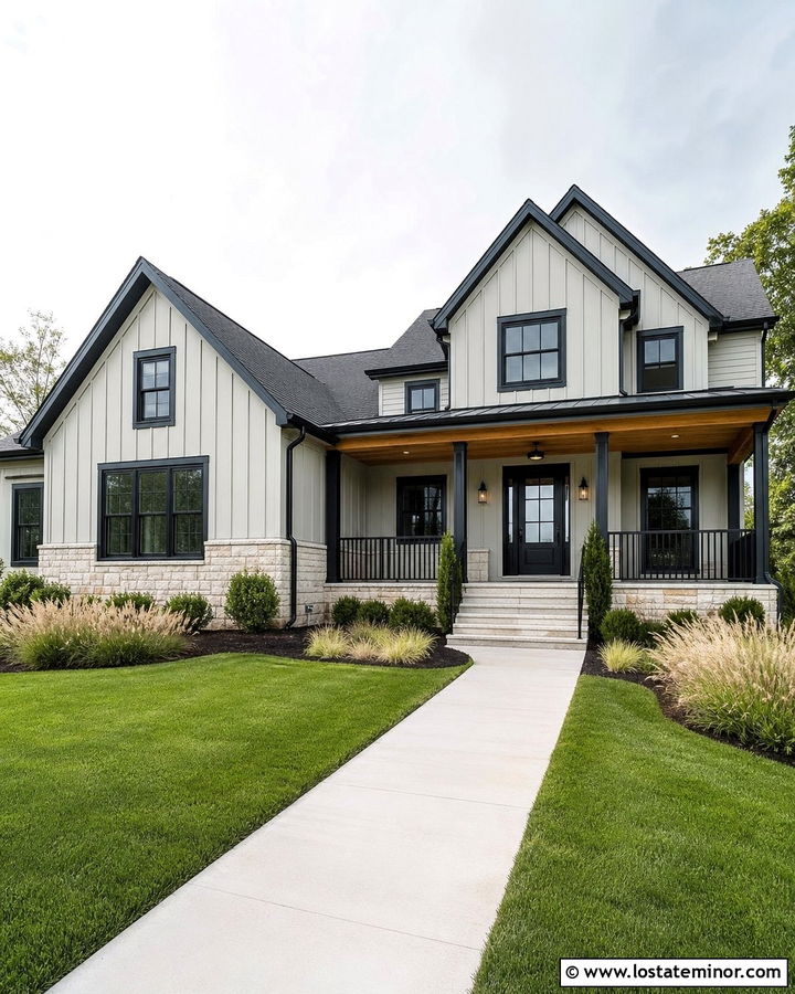 Light Gray House With Black Trim - 30 Light Grey House Design With Trim Ideas