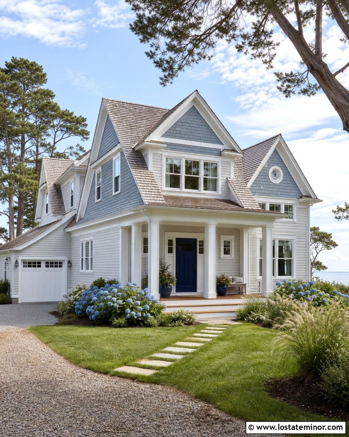 Light Gray House With Blue Gray Shingles - 30 Light Grey House Design With Accents Ideas