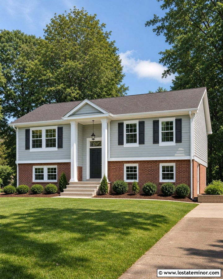 Light Gray House With Brick And White Trim - 30 Light Grey House Design With Trim Ideas