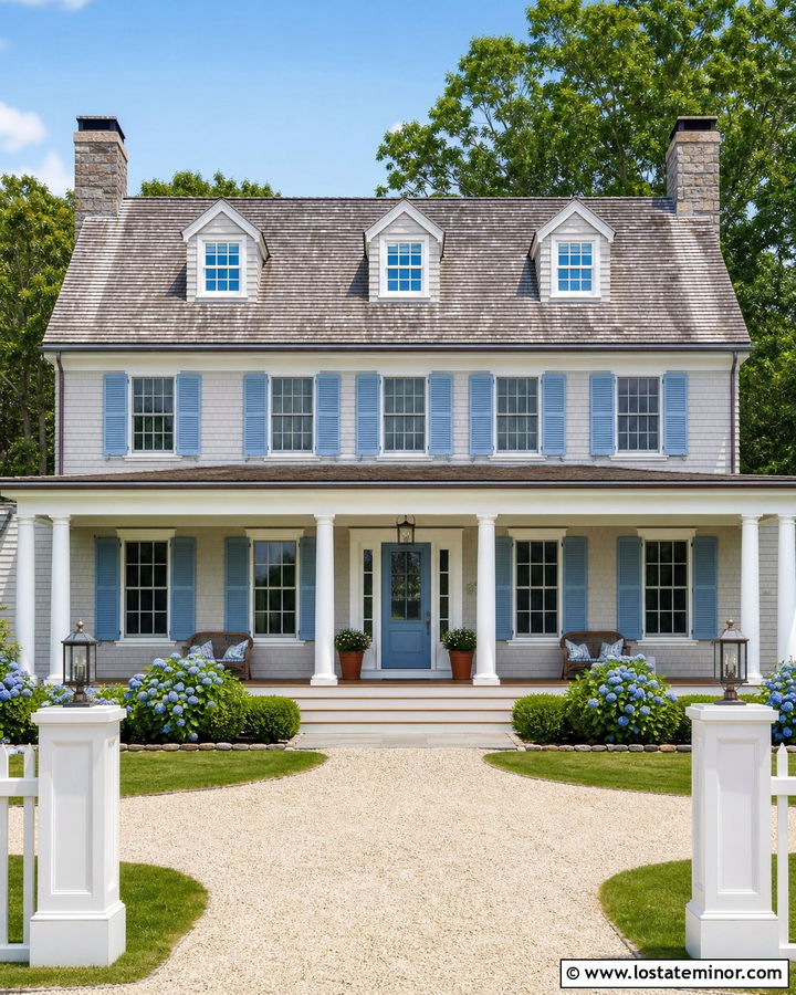 Light Gray House With Coastal Blue Accents - 30 Light Grey House Design With Accents Ideas