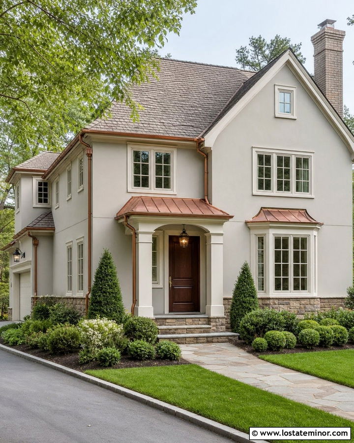 Light Gray House With Copper Accents - 30 Light Grey House Design With Accents Ideas