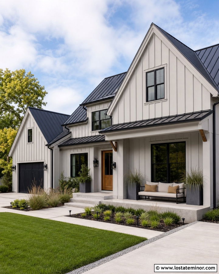 Light Gray House With Daybed And Black Trim - 30 Light Grey House Design With Daybed Ideas