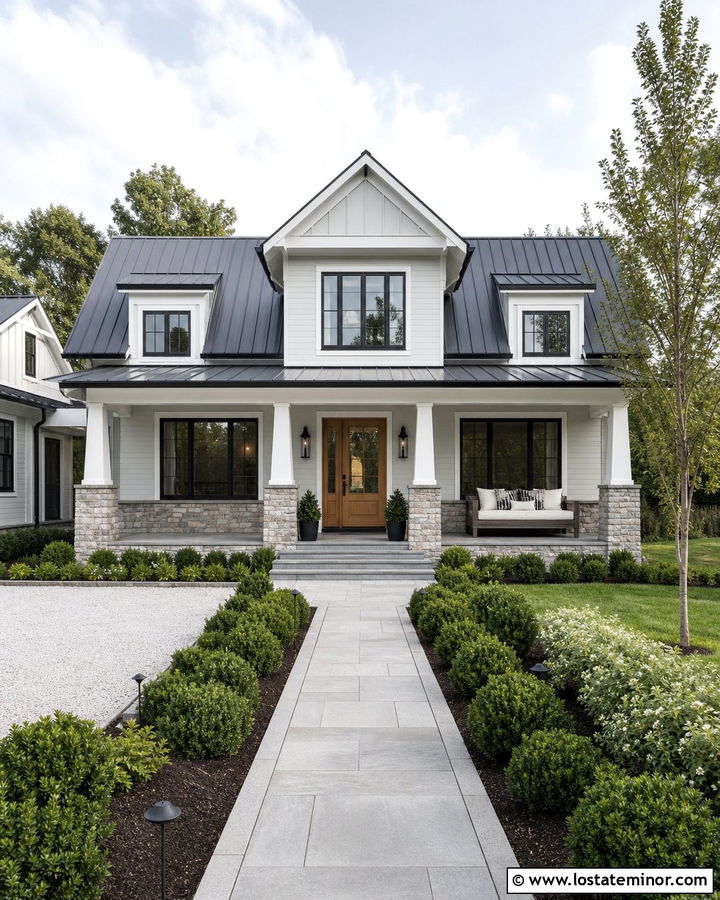 Light Gray House With Daybed And Metal Roof - 30 Light Grey House Design With Daybed Ideas
