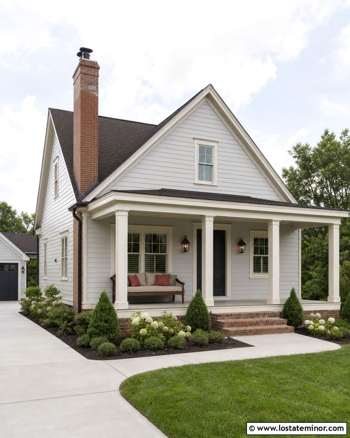 Light Gray House With Daybed And Red Brick - 30 Light Grey House Design With Daybed Ideas