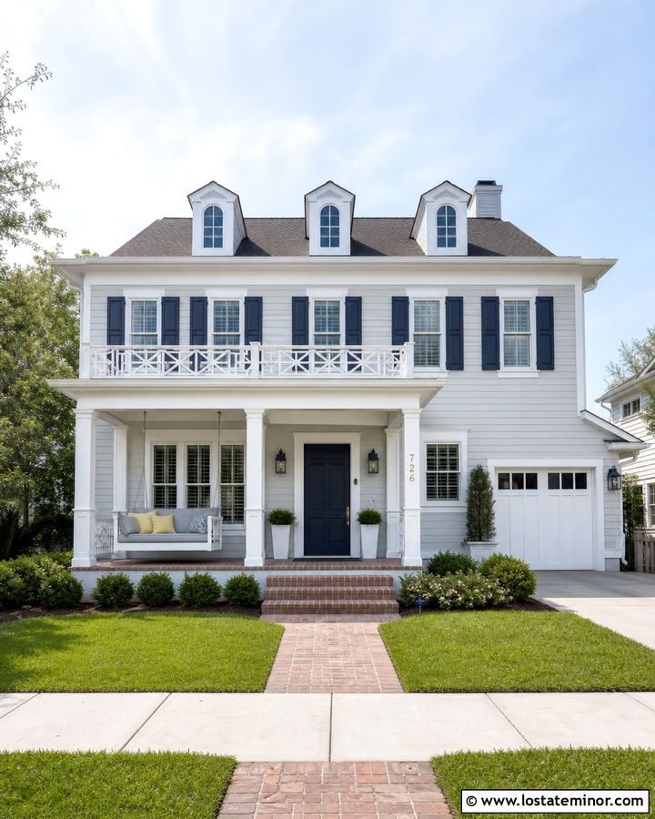 Light Gray House With Daybed And White Trim - 30 Light Grey House Design With Daybed Ideas
