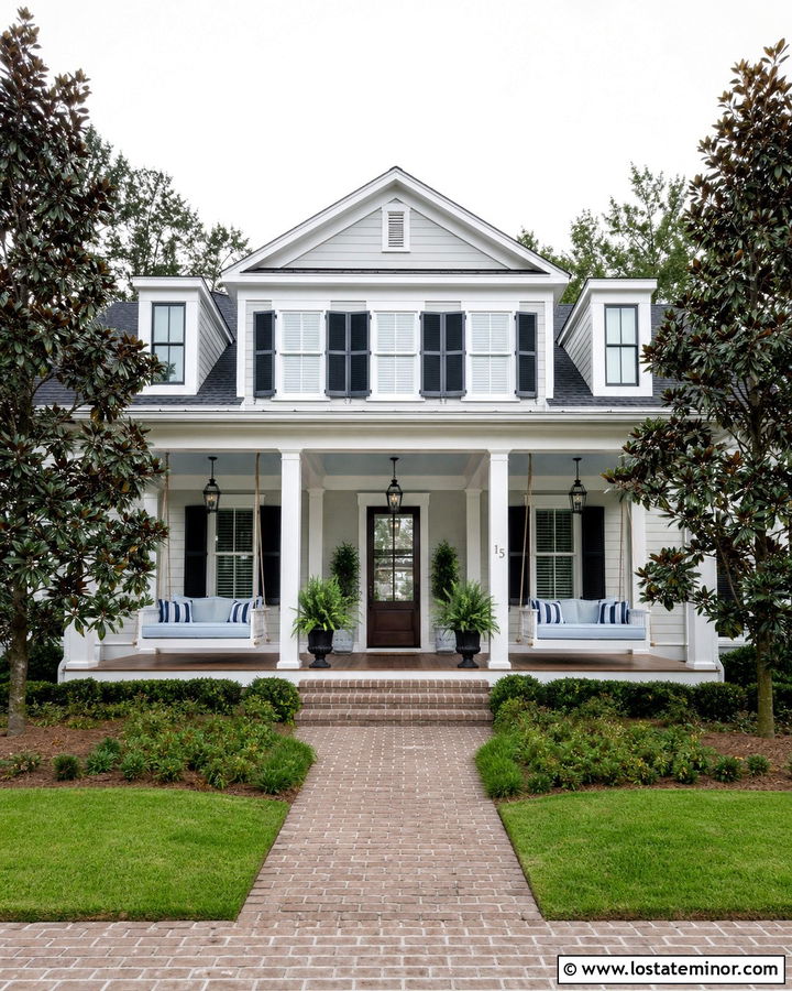 Light Gray House With Double Hanging Daybeds - 30 Light Grey House Design With Daybed Ideas