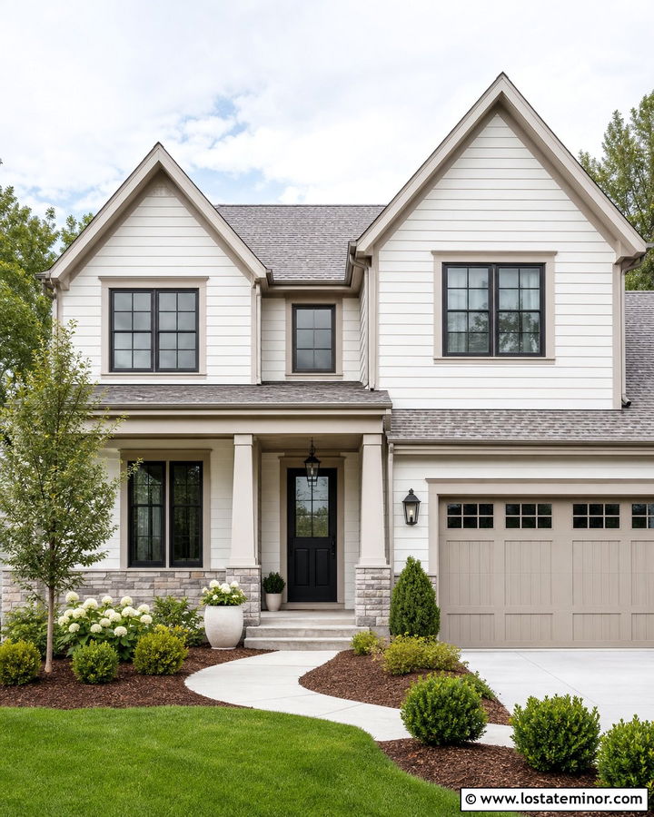 Light Gray House With Greige Trim - 30 Light Grey House Design With Trim Ideas