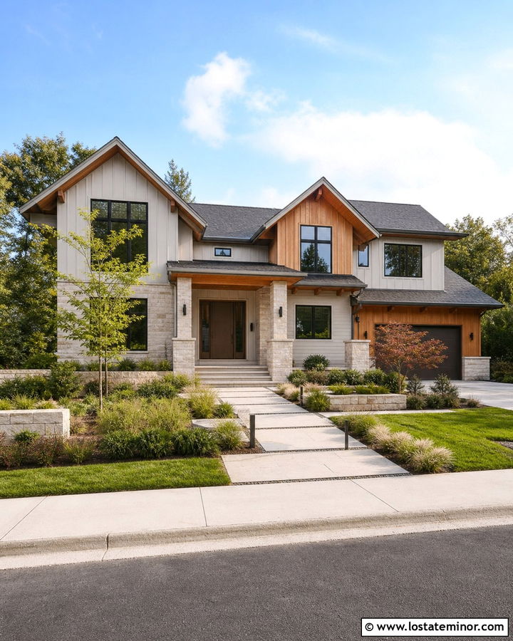 Light Gray House With Limestone And Cedar - 30 Light Grey House Design With Accents Ideas
