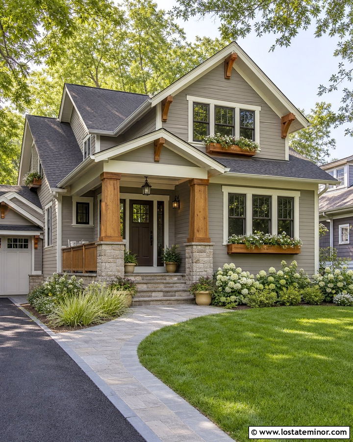 Light Gray House With Natural Cedar Accents - 30 Light Grey House Design With Accents Ideas