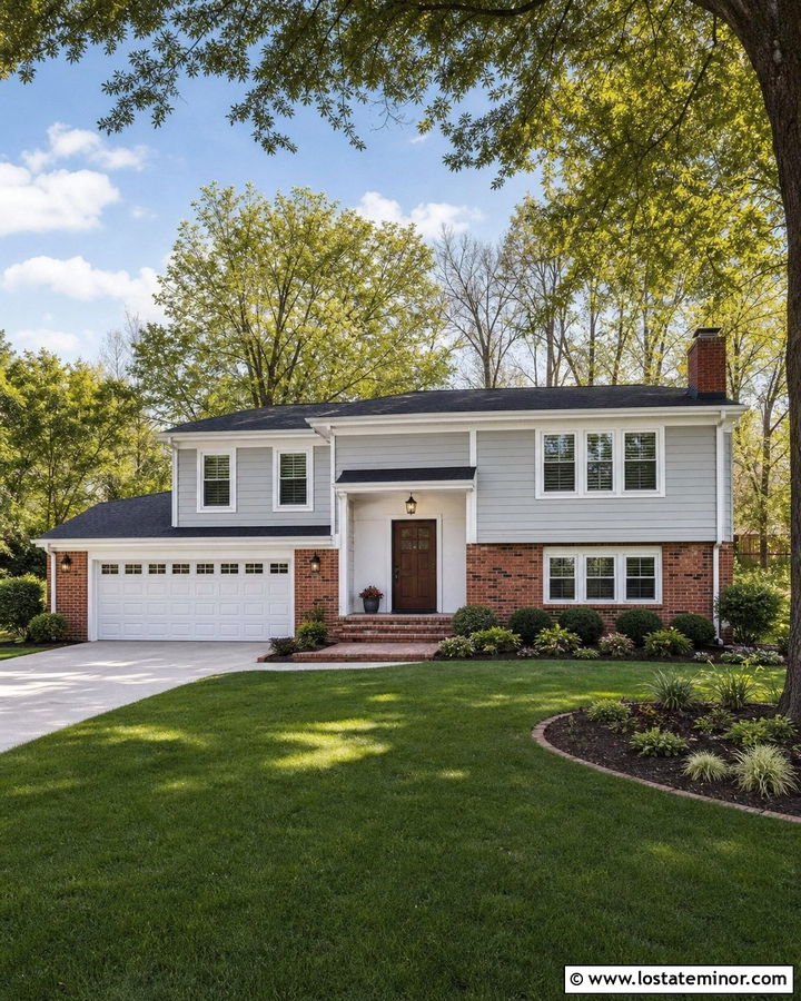 Light Gray House With Red Brick Accents - 30 Light Grey House Design With Accents Ideas