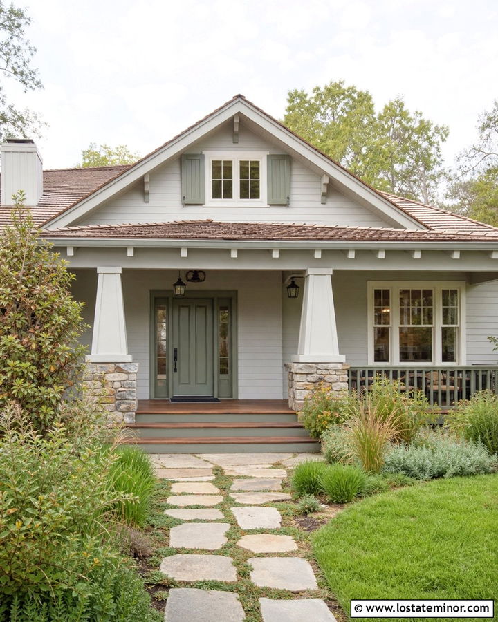 Light Gray House With Sage Green Trim - 30 Light Grey House Design With Trim Ideas