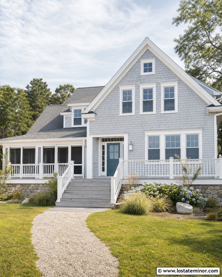 Light Gray House With Weathered Gray Deck - 30 Light Grey House Design With Deck Ideas