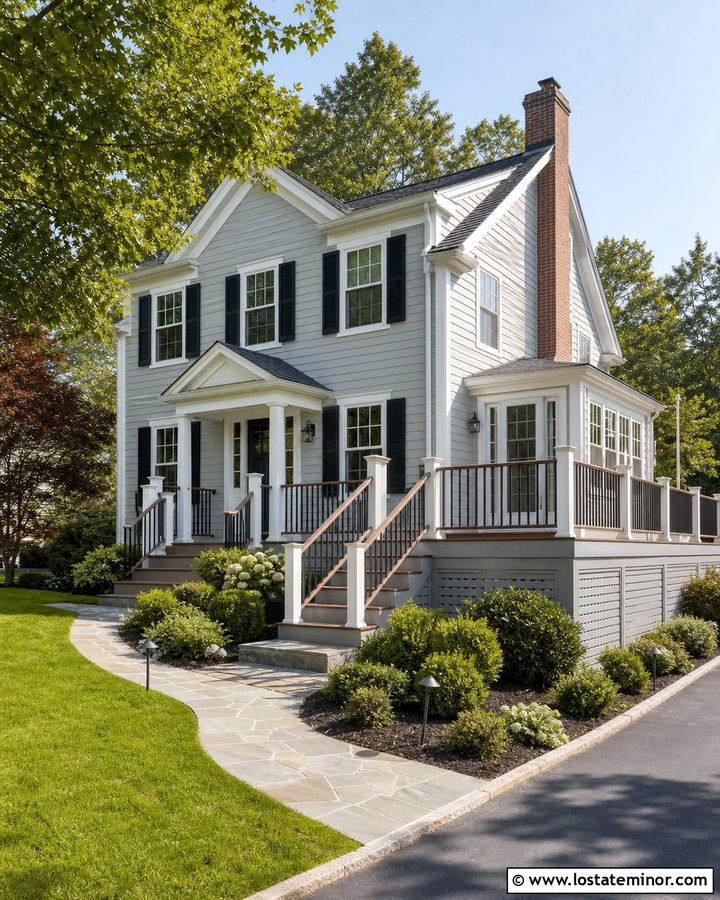 Light Gray Lap Siding House With Deck - 30 Light Grey House Design With Deck Ideas