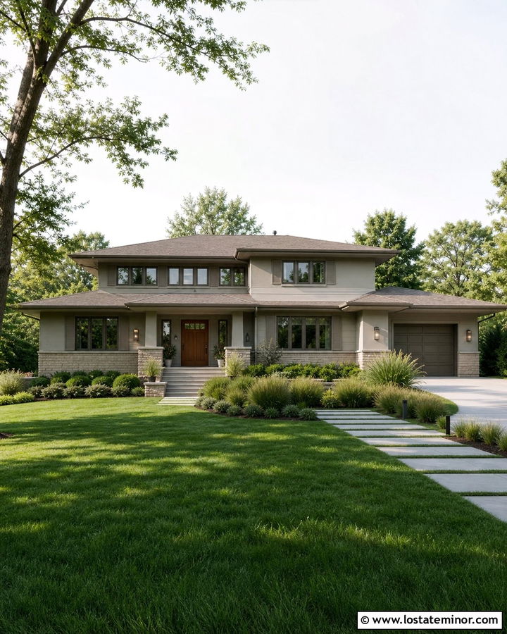 Light Gray Prairie House With Bronze Shutters - 30 Light Grey House Design With Shutters Ideas