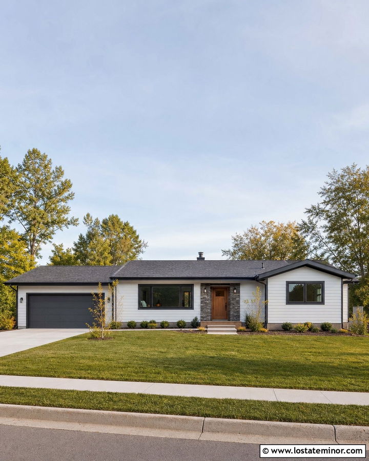 Light Gray Ranch With Charcoal Trim - 30 Light Grey House Design With Trim Ideas